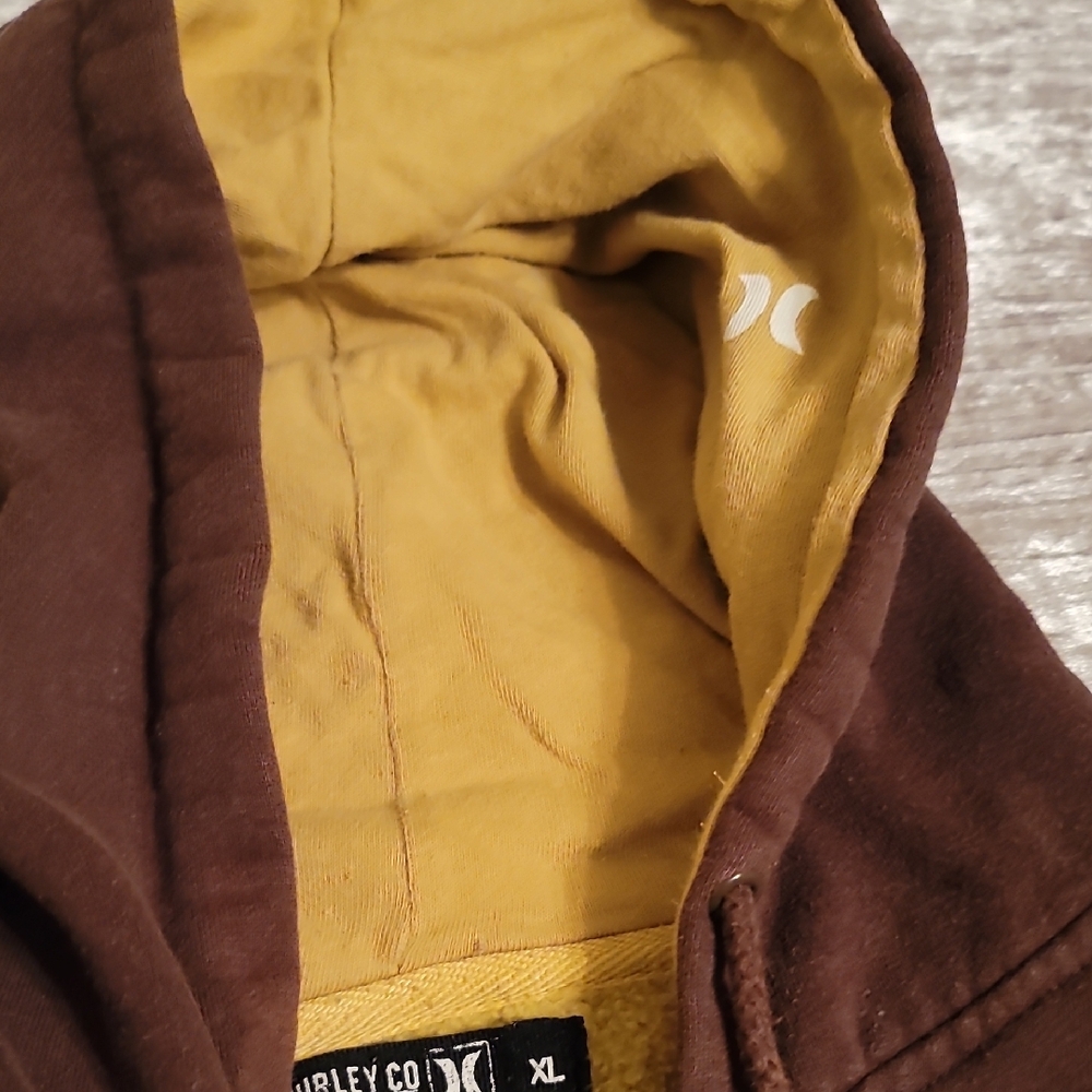 Hurley Brown Hoodie with Yellow Accents - Picture 4 of 8